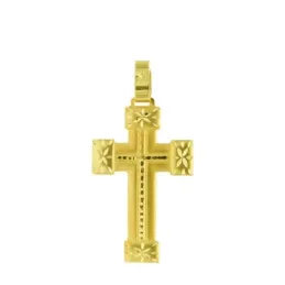 Colgante cruz oro 18k tallada 45 mm. centro bordes lisos esquinas tal