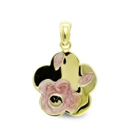Colgante oro 18k mujer forma flor esmalte