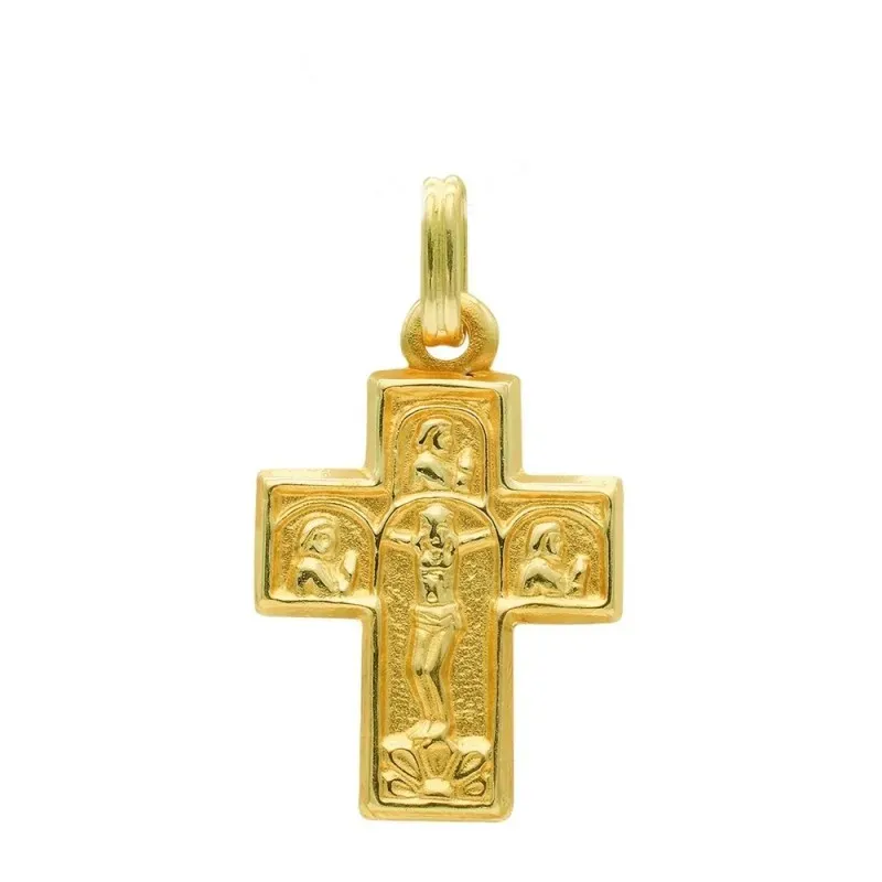 Colgante cruz oro 18k Cristo 23 mm. detalle centro