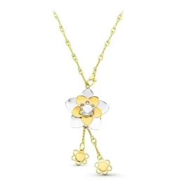 Gargantilla oro bicolor 18k mujer flores centro combinadas dos margar