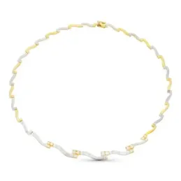 Gargantilla oro bicolor 18k mujer formas combinadas circonitas brillo