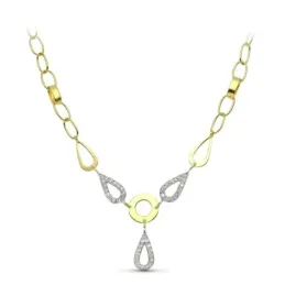 Gargantilla oro bicolor 18k mujer 42 cm. circonitas forma lágrima esl