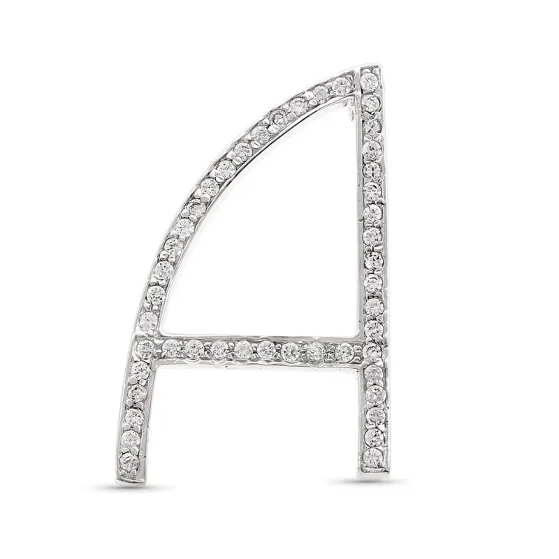 Colgante oro blanco 18k mujer 35mm. letra A con circonitas