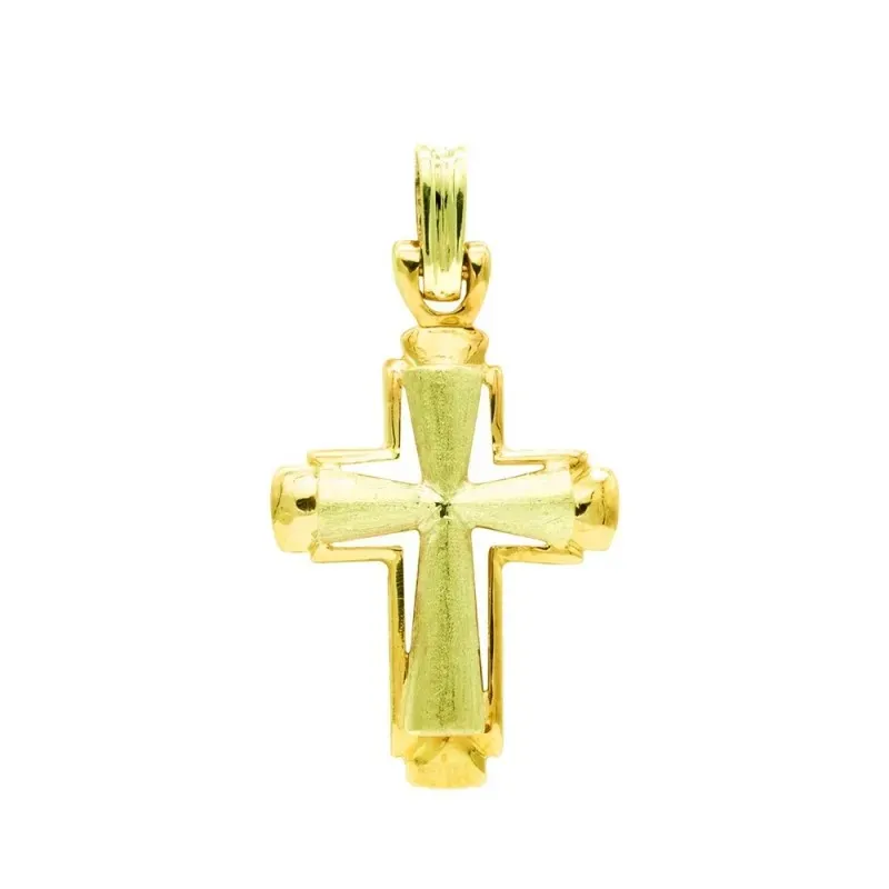 Cruz oro 18k calada 30 mm. mate brillo