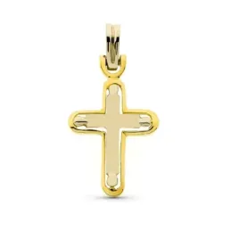 Cruz oro 18k mate brillo detalles esquinas interiores