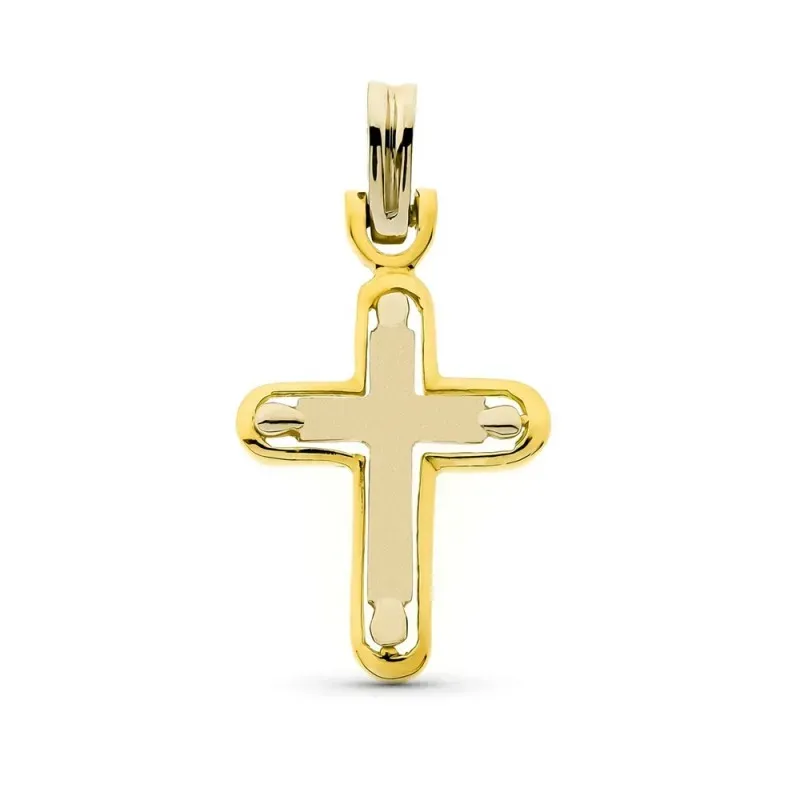 Cruz oro 18k mate brillo detalles esquinas interiores