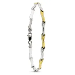 Pulsera oro 18k plata Ley 925m combinada mujer semirígida eslabones f