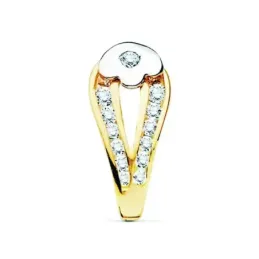 Pendiente suelto medio par oro bicolor 18k primera comunión 12mm circ