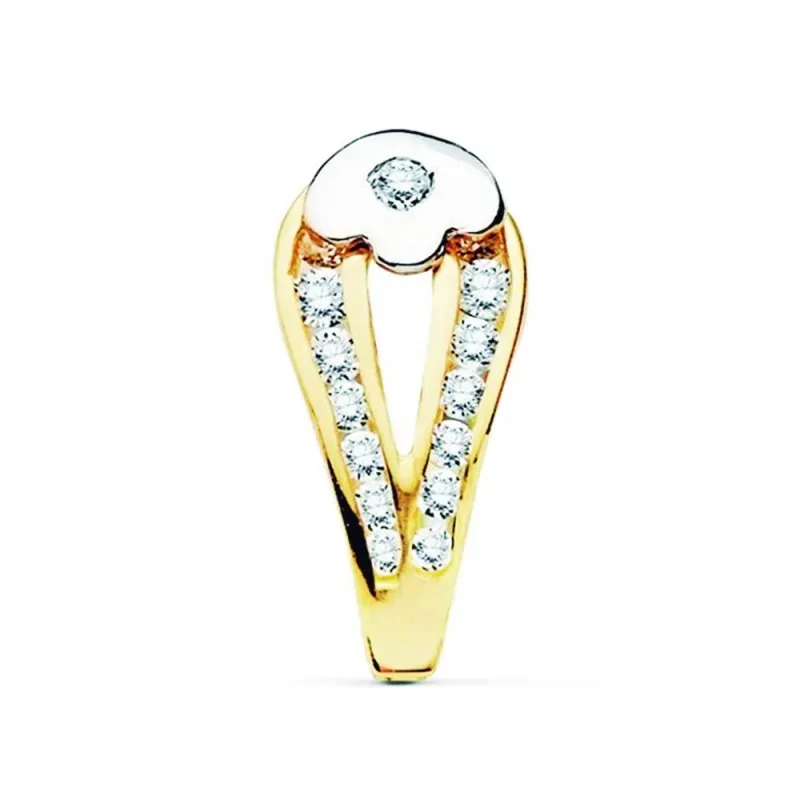 Pendiente suelto medio par oro bicolor 18k primera comunión 12mm circ