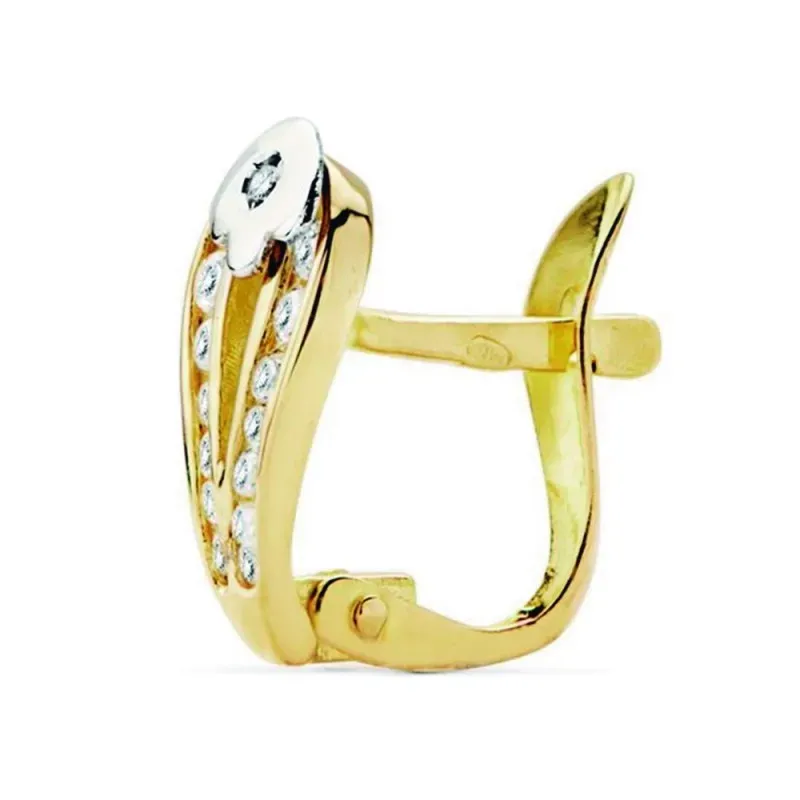 Pendiente suelto medio par oro bicolor 18k primera comunión 12mm circ