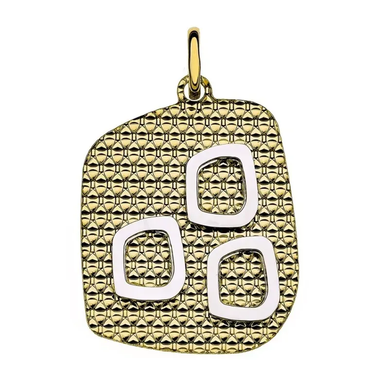 Colgante oro bicolor 18k mujer 35 mm. forma irregular combinada detal