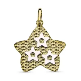 Colgante oro bicolor 18k mujer 32 mm. estrella forma combinada interi