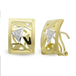 Pendientes oro bicolor 18k mujer formas combinadas caladas omega