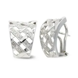 Pendientes oro blanco 18k mujer formas cuadradas caladas combinadas c
