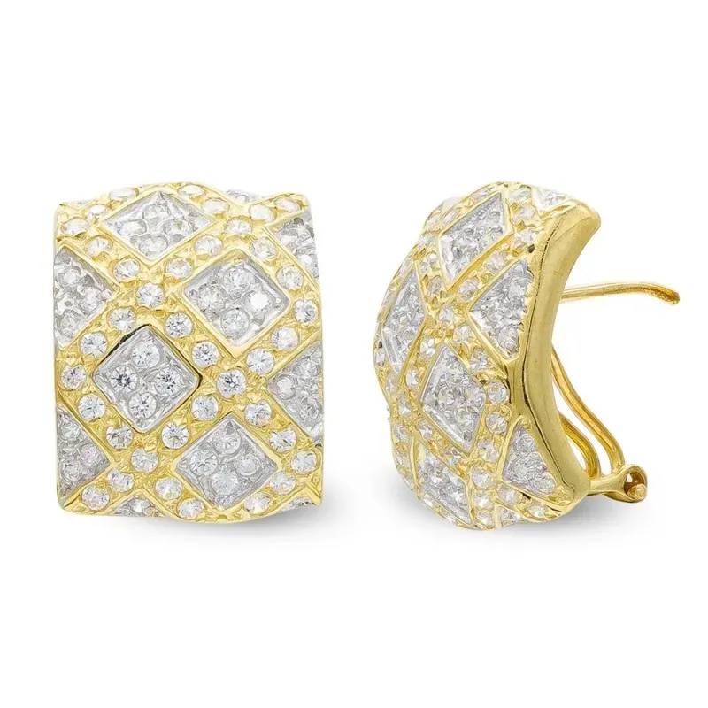 Pendientes oro bicolor 18k mujer forma rectangular rombos combinados
