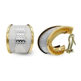 Pendientes oro bicolor 18k mujer mate brillo banda vertical detalles