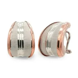 Pendientes oro bicolor 18k mujer banda vertical combinada detalles ma