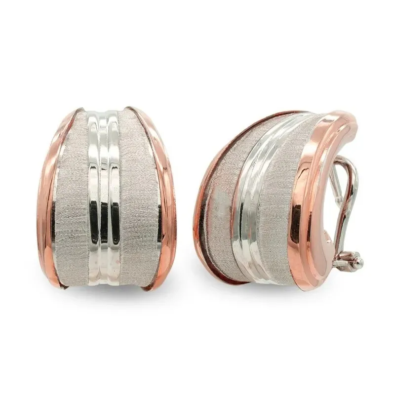 Pendientes oro bicolor 18k mujer banda vertical combinada detalles ma