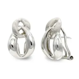 Pendientes oro blanco 18k mujer formas ovaladas mate brillo caladas e