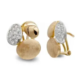 Pendientes oro bicolor 18k mujer formas combinadas mate brillo circon