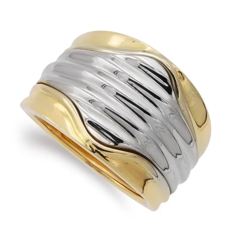 Sortija oro bicolor 18k mujer detalles líneas horizontales