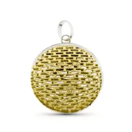 Colgante oro bicolor 18k mujer 30 mm. redondo calado