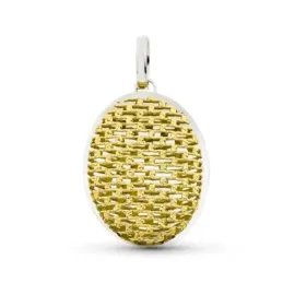 Colgante oro bicolor 18k mujer calado ovalado