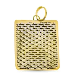 Colgante oro bicolor 18k mujer rectangular 36 mm. calado formas