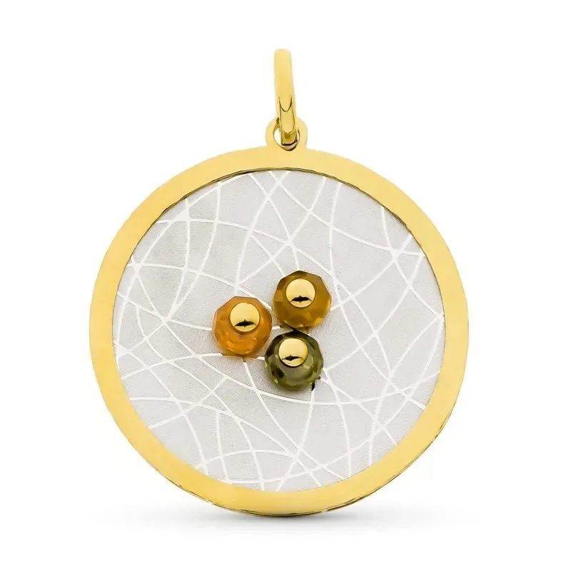 Colgante oro bicolor 18k mujer 43 mm. detalles combinados piedras col