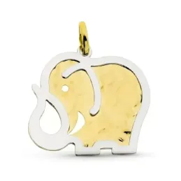 Colgante oro bicolor 18k mujer 36 mm. elefante liso