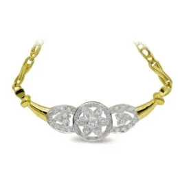 Gargantilla oro bicolor 18k mujer forma flor centro cironitas