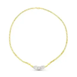 Gargantilla oro bicolor 18k mujer detalle central circonitas círculo