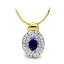 Gargantilla oro bicolor 18k mujer colgante amatista circonitas combin