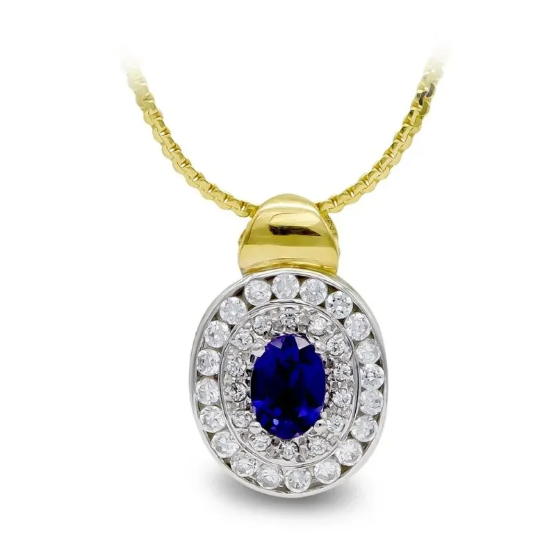 Gargantilla oro bicolor 18k mujer colgante amatista circonitas combin