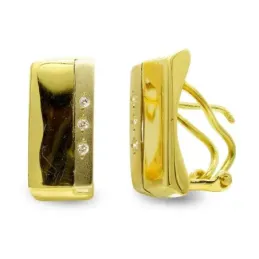 Pendientes oro 18k mujer 17 mm. lisos detalles circonitas omega