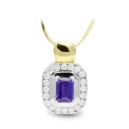 Gargantilla oro bicolor 18k mujer piedra amatista centro 7 x 5 mm. co