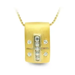 Gargantilla oro 18k mujer rectangular lisa circonitas mate brillo