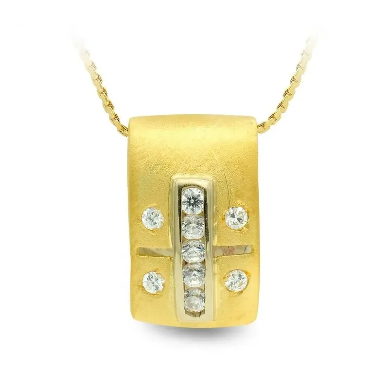 Gargantilla oro 18k mujer rectangular lisa circonitas mate brillo