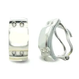 Pendientes oro blanco 18k mujer 15 mm. circonitas combinadas lisa ome