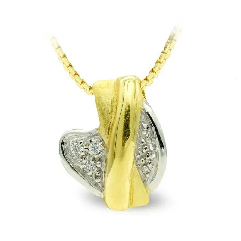 Colgante oro bicolor 18k mujer formas variadas combinadas mate brillo