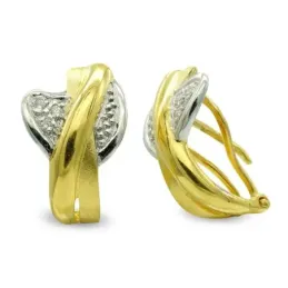 Pendientes oro bicolor 18k mujer formas combinadas omega