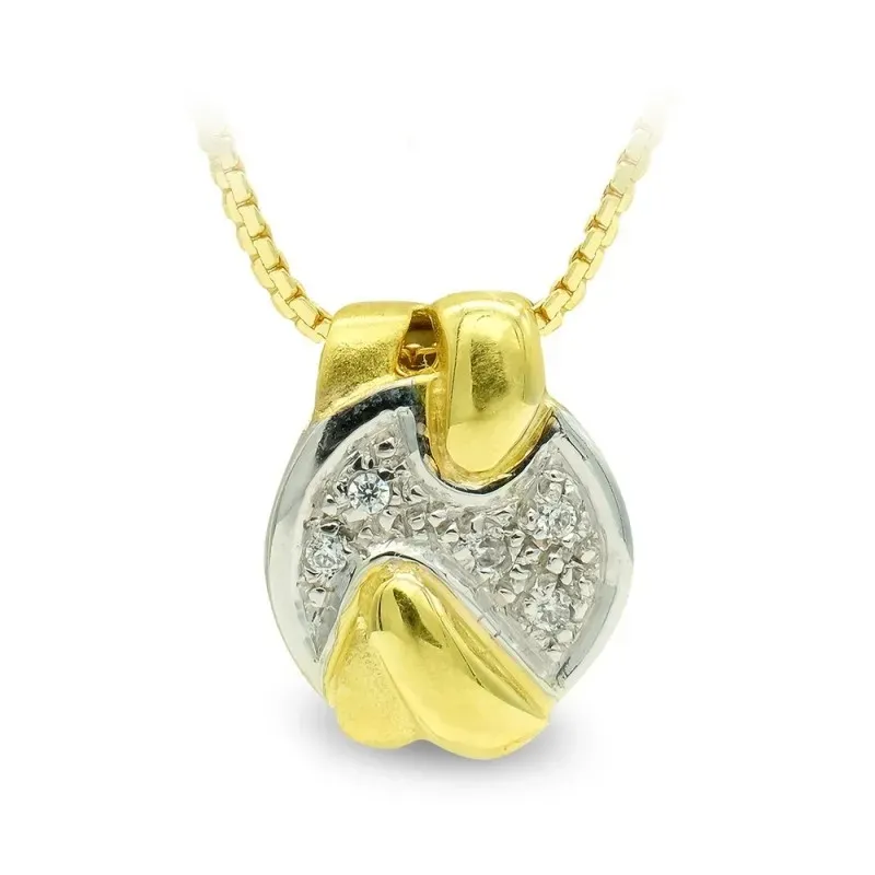Gargantilla oro bicolor 18k mujer brillo mate formas combinadas