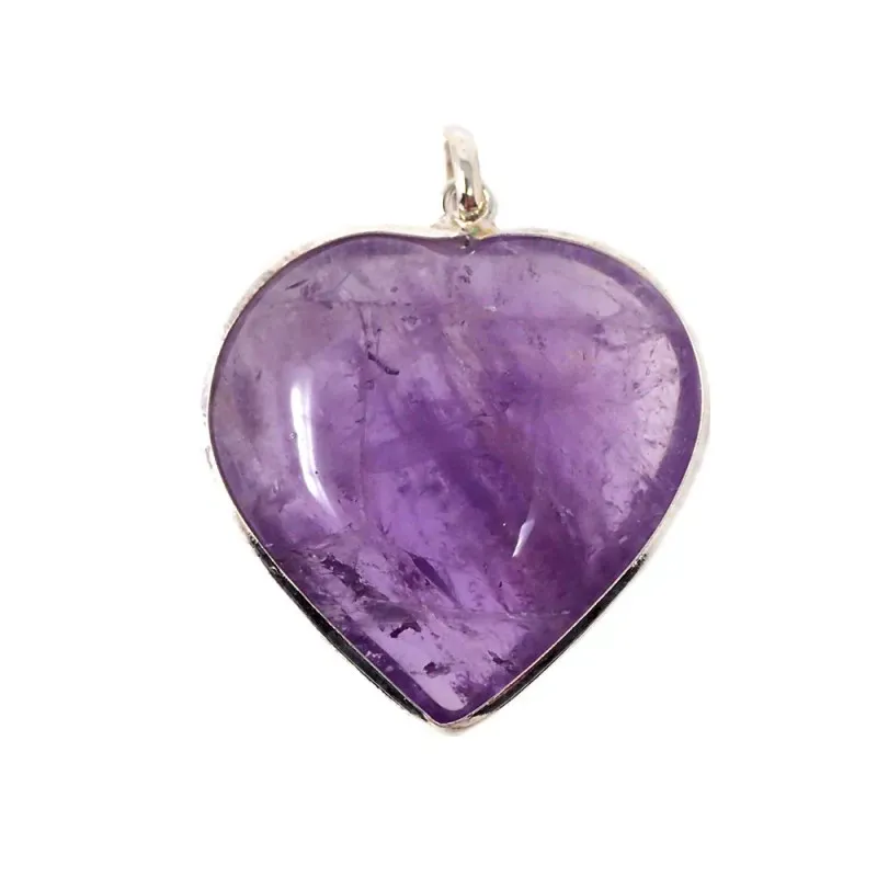 Colgante plata Ley 925m unisex 27 mm. piedra amatista natural forma c