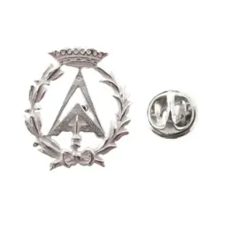 Insignia profesional Aparejador escudo plata Ley 925m 19 mm. pin cier
