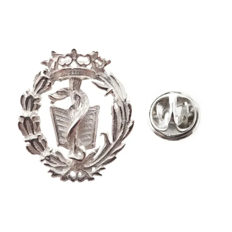 Insignia profesional Medicina escudo plata Ley 925m 19 mm. pin cierre