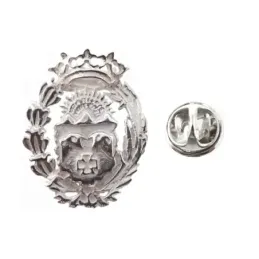 Insignia profesional Veterinaria escudo plata Ley 925m 16 mm. pin cie