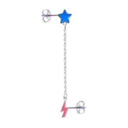 Pendiente suelto medio par plata Ley 925m mujer 3.5 cm. trepador este