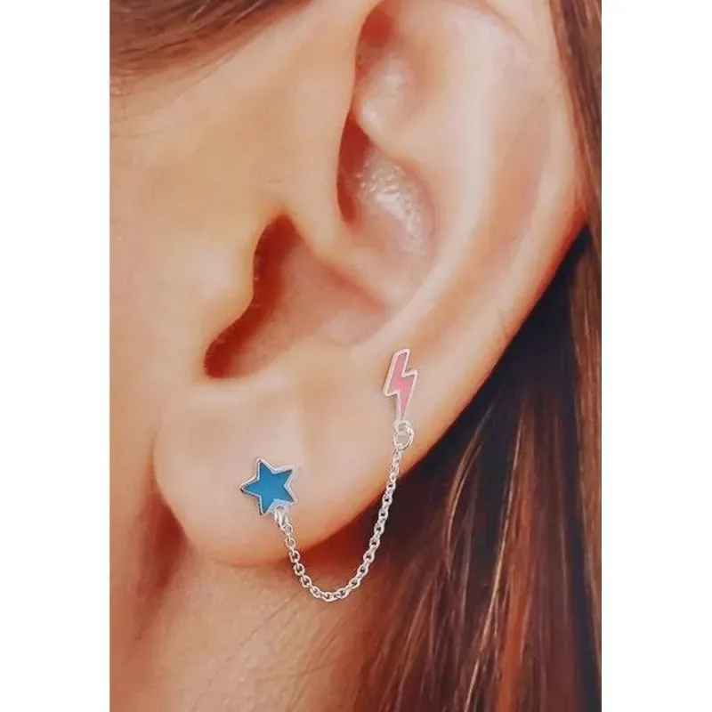 Pendiente suelto medio par plata Ley 925m mujer 3.5 cm. trepador este