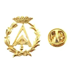 Insignia profesional Aparejador escudo oro 18k 19 mm. pin cierre tras