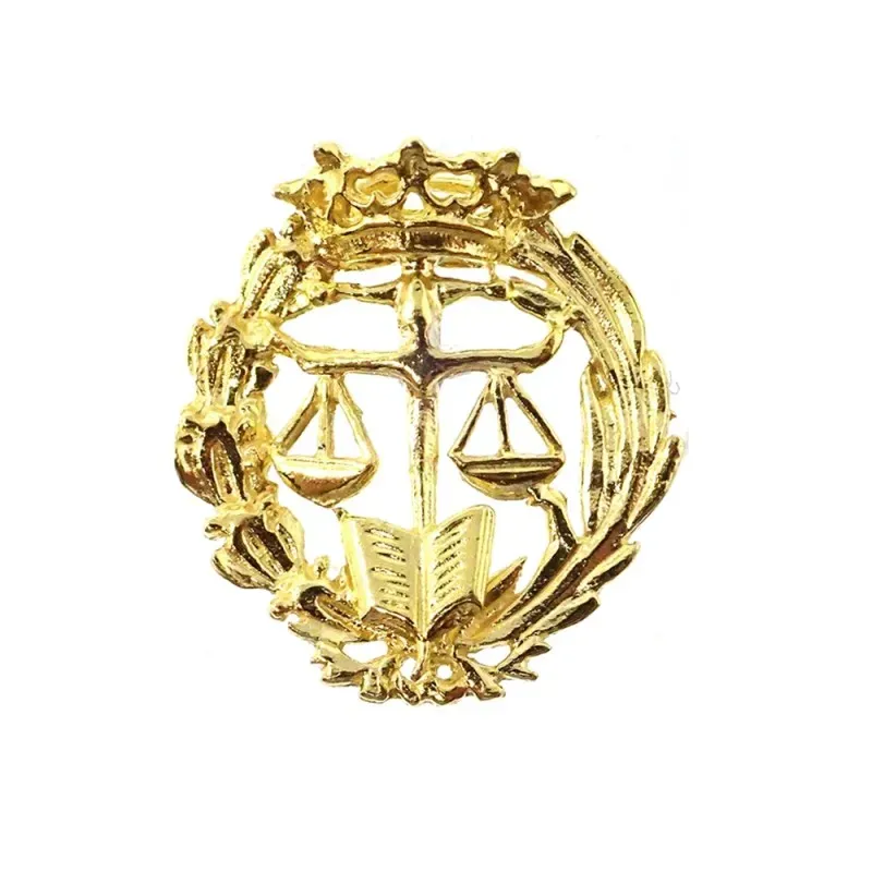 Insignia profesional Derecho escudo oro 18k 18 mm. pin cierre trasero